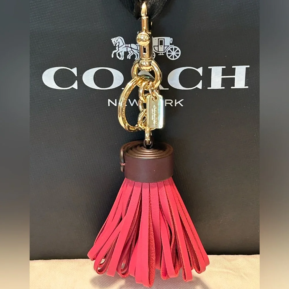 COACH Tassel Leather Key Ring/Bag Charm